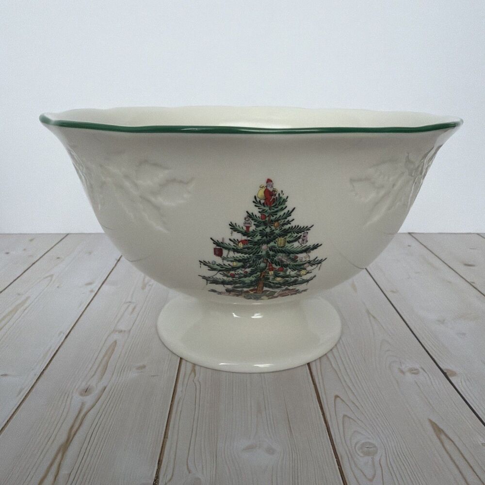 Spode Christmas Tree Pedestal Compote Footed Bowl 7” NIB - Picture 5 of 10